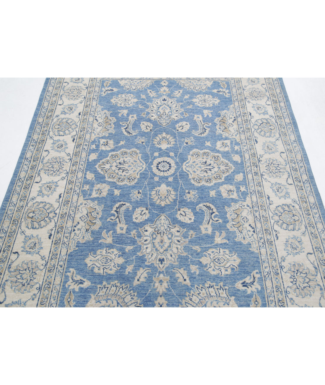 Serenity 4'9'' X 6'9'' Hand-Knotted Wool Rug 4'9'' x 6'9'' (143 X 203) / Blue / Ivory