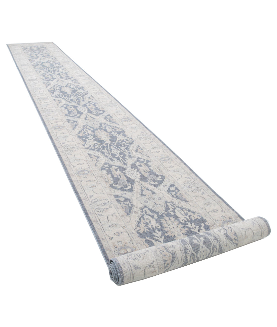 Serenity 3'3'' X 25'6'' Hand-Knotted Wool Rug 3'3'' x 25'6'' (98 X 765) / Grey / Ivory