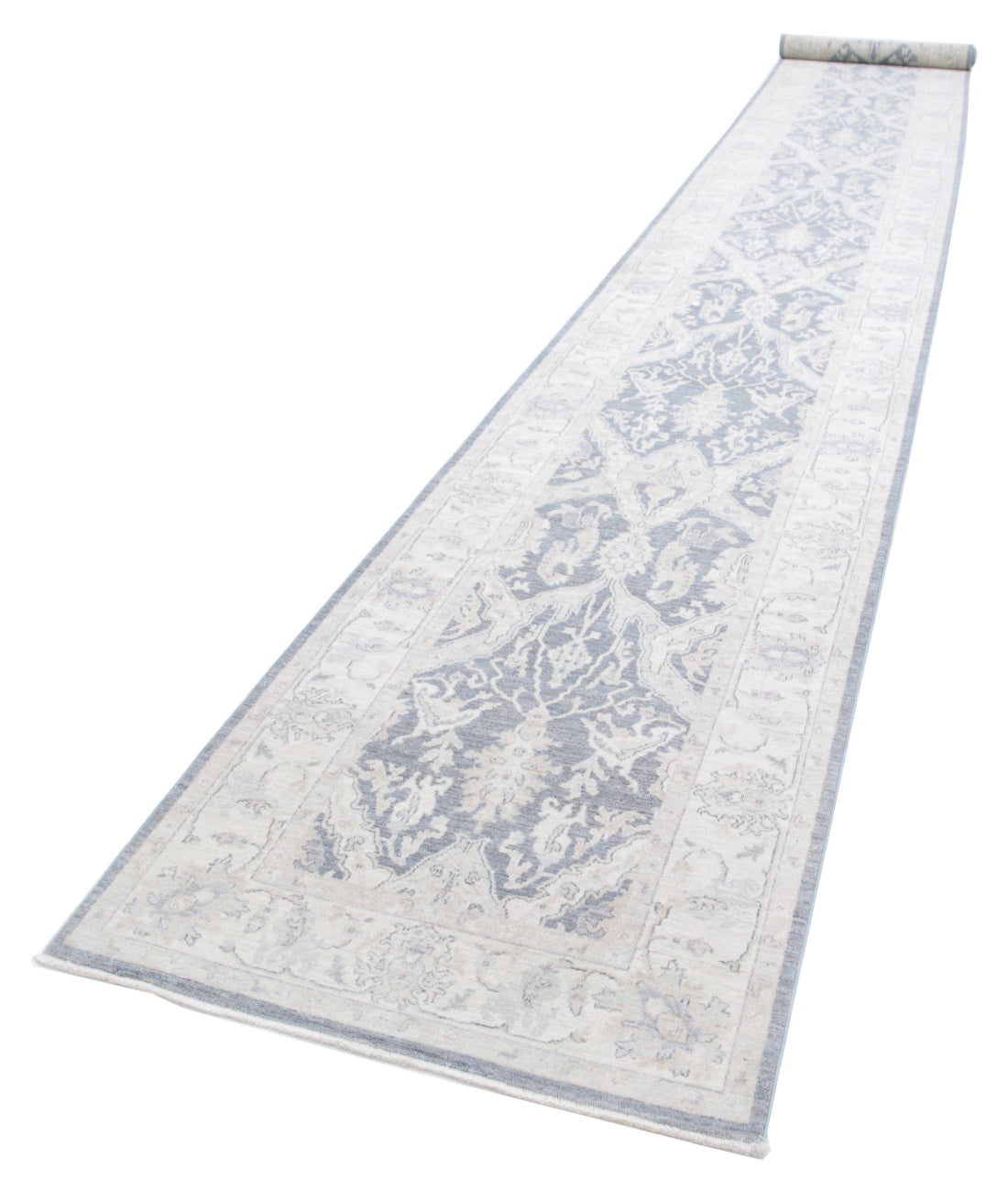 Serenity 3'3'' X 25'6'' Hand-Knotted Wool Rug 3'3'' x 25'6'' (98 X 765) / Grey / Ivory