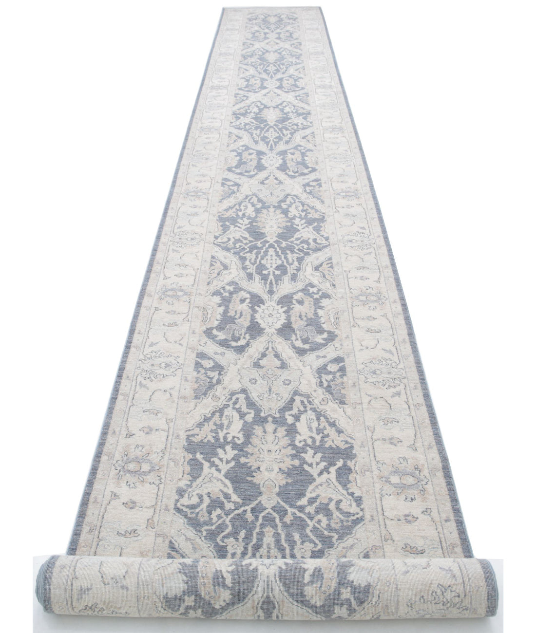 Serenity 3'3'' X 25'6'' Hand-Knotted Wool Rug 3'3'' x 25'6'' (98 X 765) / Grey / Ivory