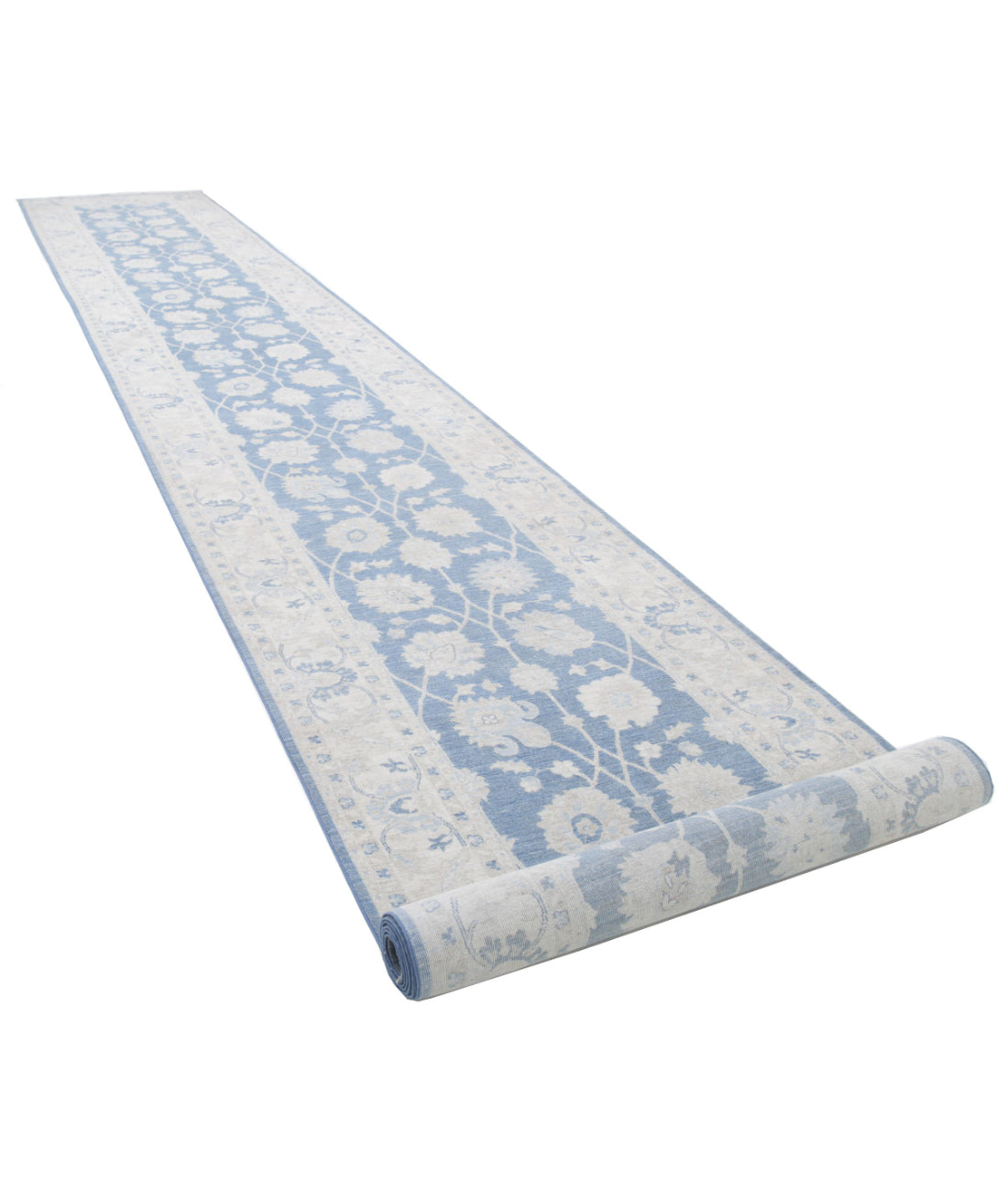 Serenity 3'11'' X 26'5'' Hand-Knotted Wool Rug 3'11'' x 26'5'' (118 X 793) / Blue / Ivory