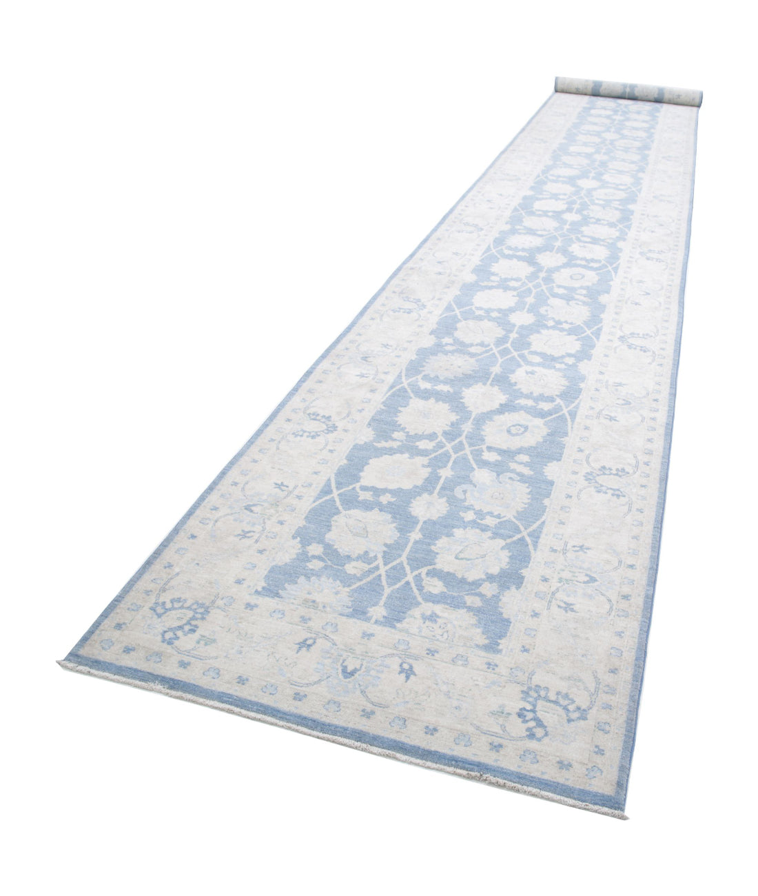 Serenity 3'11'' X 26'5'' Hand-Knotted Wool Rug 3'11'' x 26'5'' (118 X 793) / Blue / Ivory