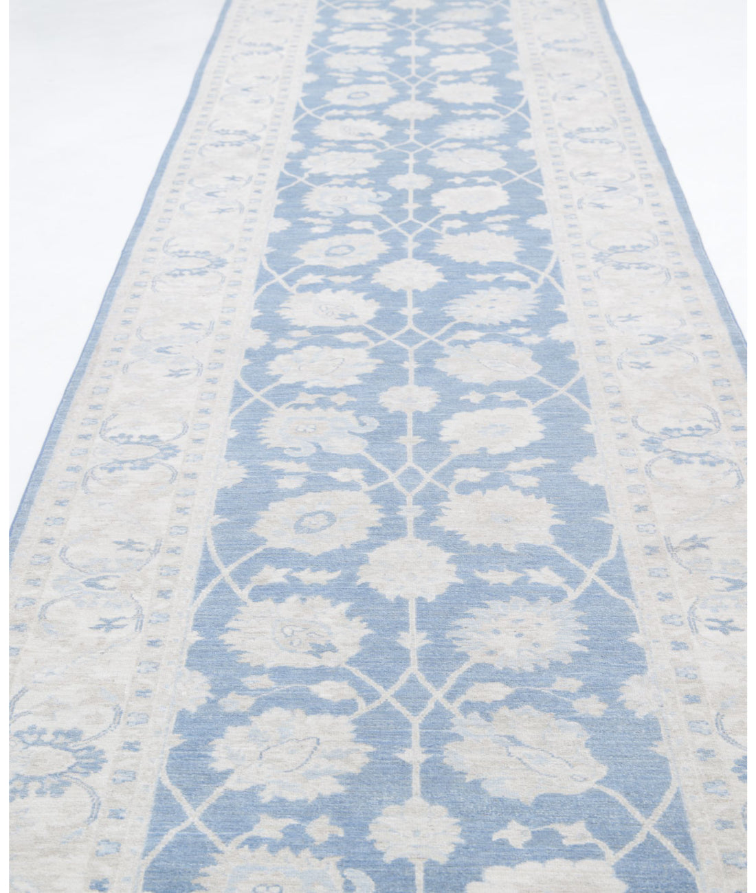 Serenity 3'11'' X 26'5'' Hand-Knotted Wool Rug 3'11'' x 26'5'' (118 X 793) / Blue / Ivory