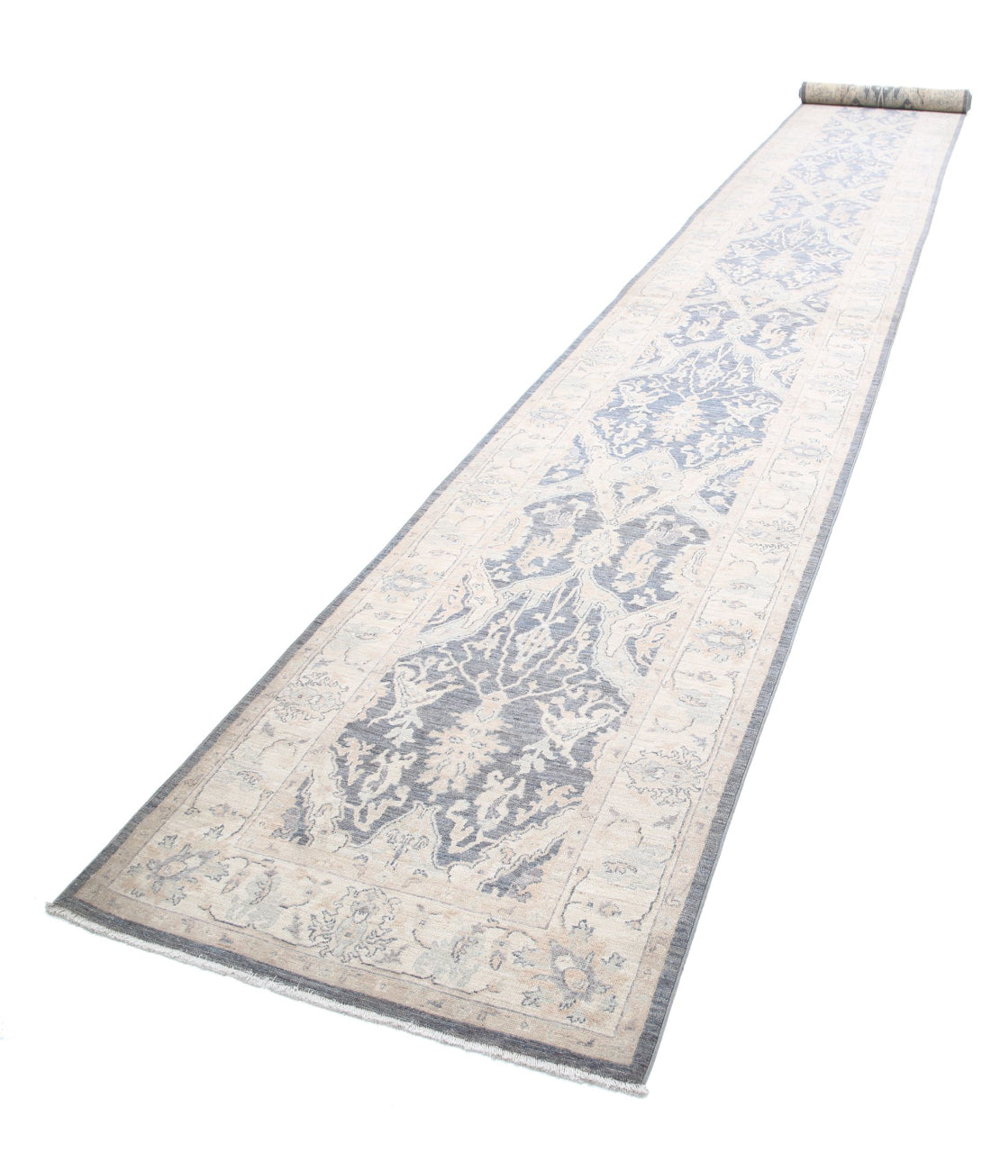 Serenity 3'3'' X 25'10'' Hand-Knotted Wool Rug 3'3'' x 25'10'' (98 X 775) / Grey / Ivory