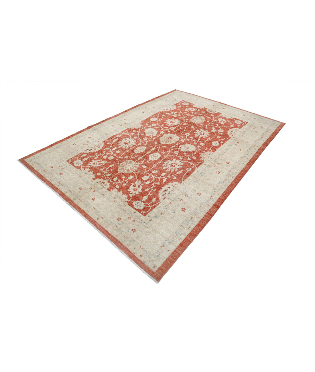 Serenity 6'8'' X 9'9'' Hand-Knotted Wool Rug 6'8'' x 9'9'' (200 X 293) / Red / Ivory