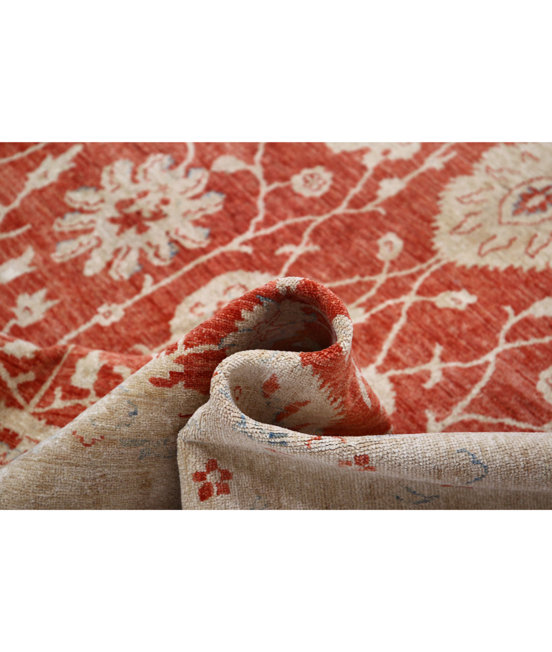 Serenity 6'8'' X 9'9'' Hand-Knotted Wool Rug 6'8'' x 9'9'' (200 X 293) / Red / Ivory