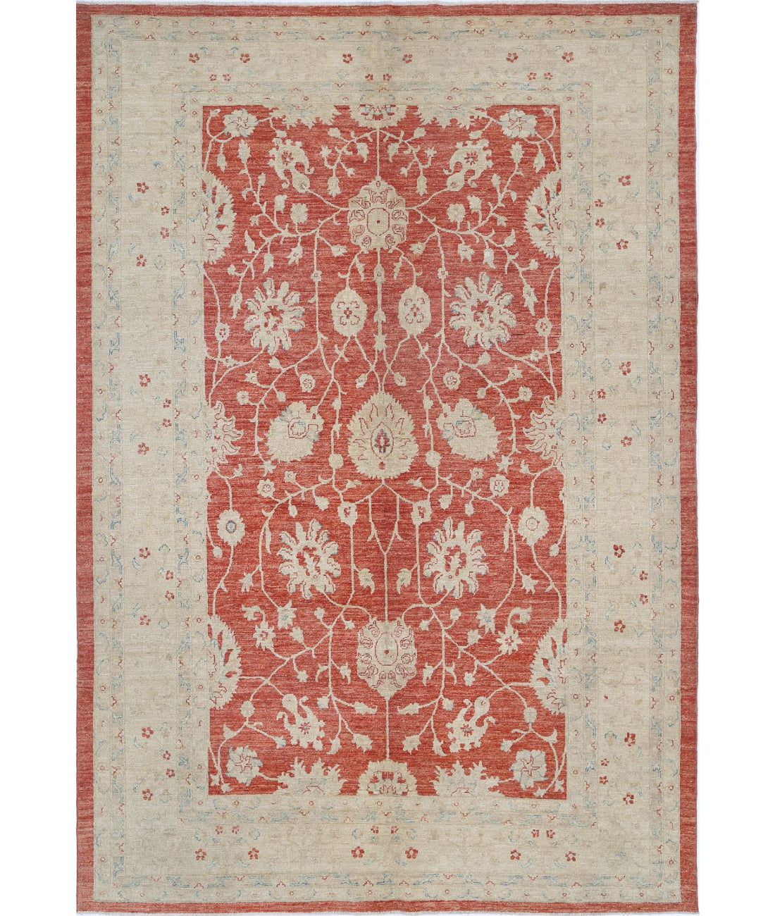 Serenity 6'8'' X 9'9'' Hand-Knotted Wool Rug 6'8'' x 9'9'' (200 X 293) / Red / Ivory