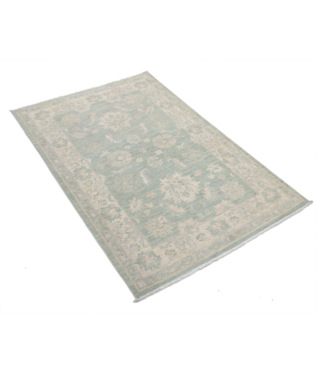 Serenity 3'2'' X 4'9'' Hand-Knotted Wool Rug 3'2'' x 4'9'' (95 X 143) / Green / Ivory