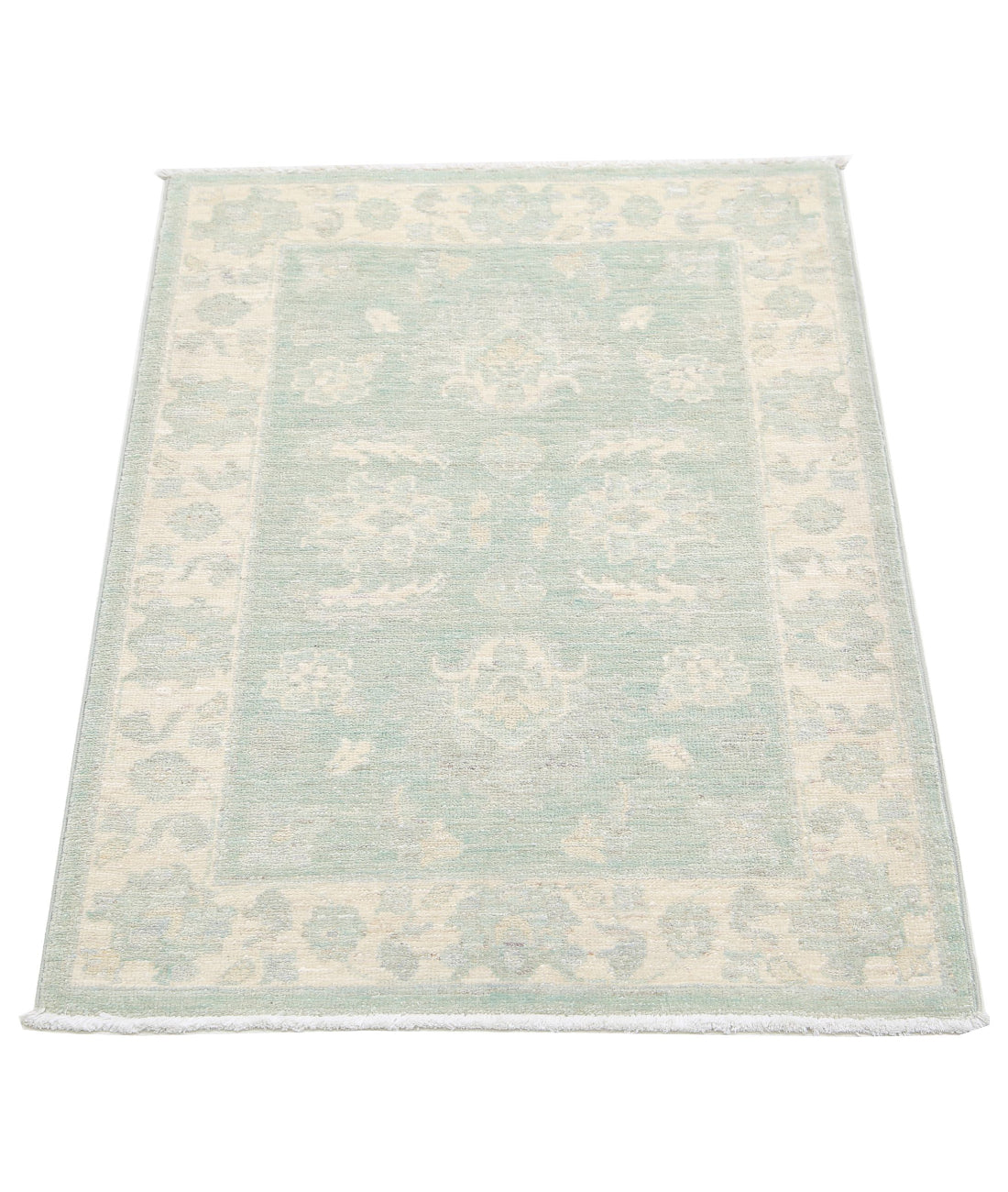 Serenity 2'0'' X 2'11'' Hand-Knotted Wool Rug 2'0'' x 2'11'' (60 X 88) / Green / Ivory