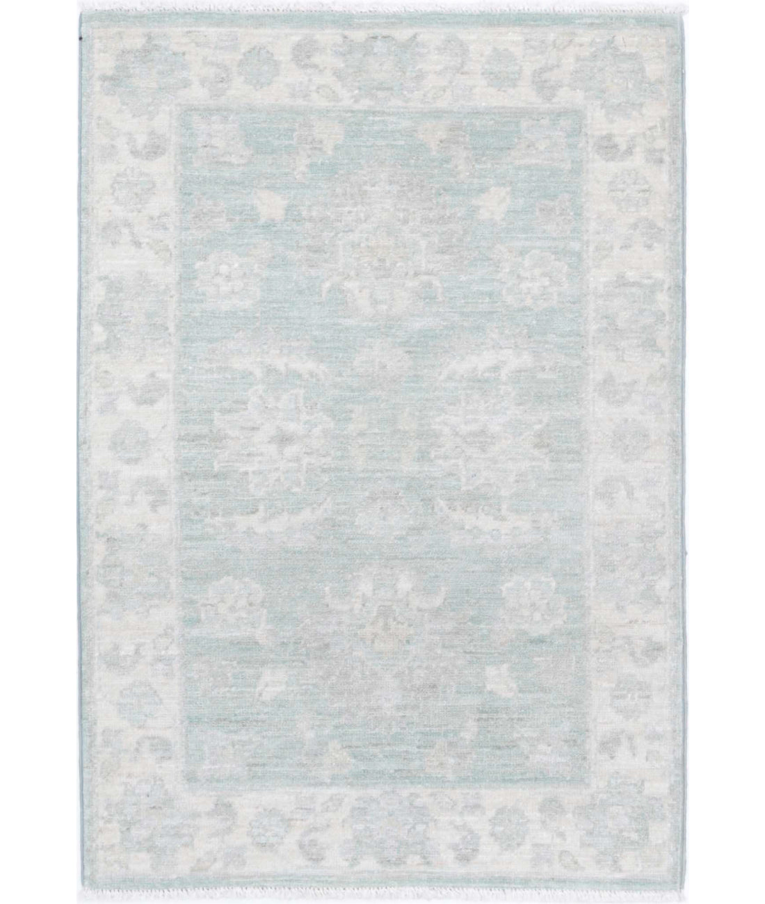 Serenity 2'0'' X 2'11'' Hand-Knotted Wool Rug 2'0'' x 2'11'' (60 X 88) / Green / Ivory