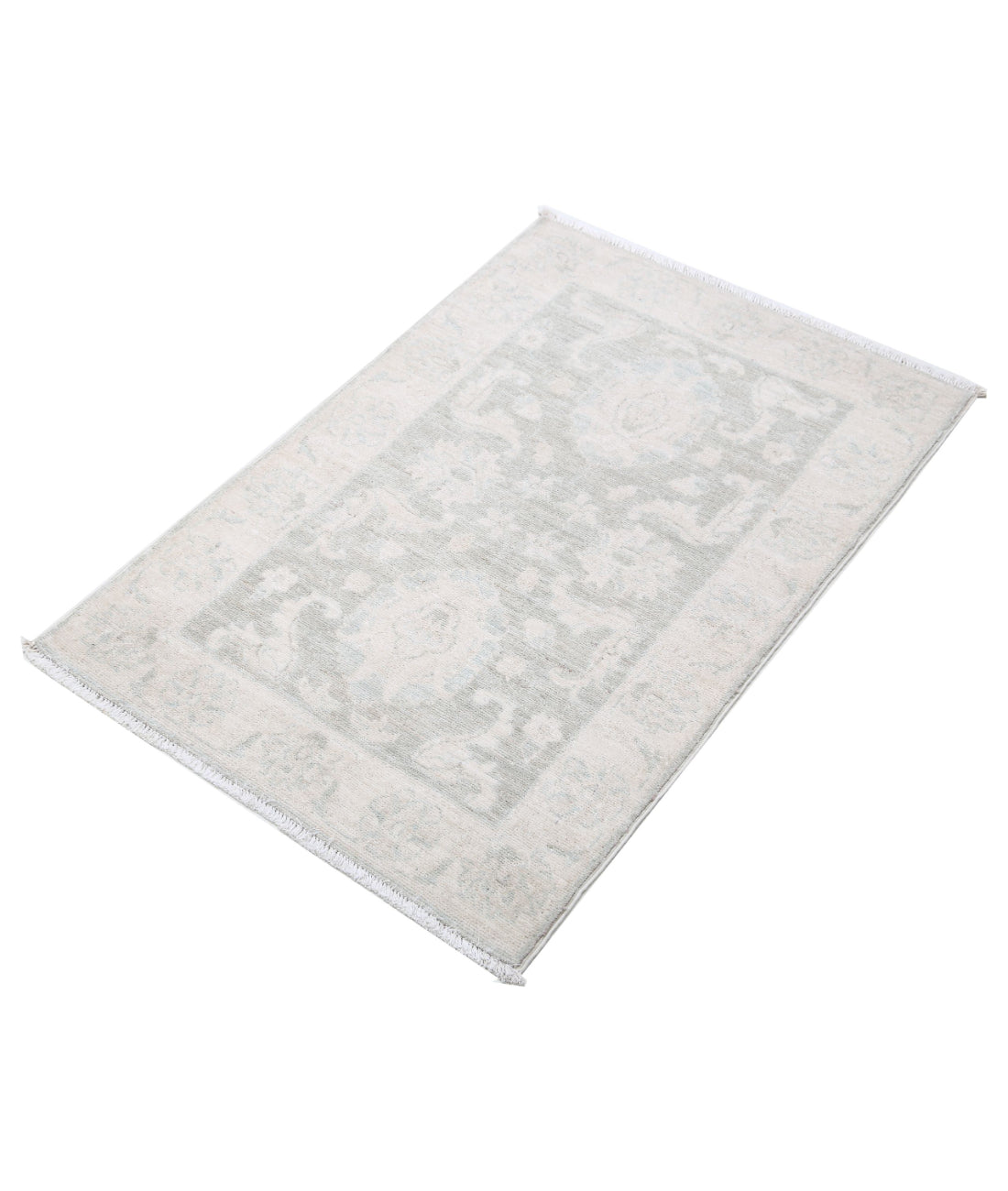 Serenity 2'0'' X 3'0'' Hand-Knotted Wool Rug 2'0'' x 3'0'' (60 X 90) / Grey / Ivory