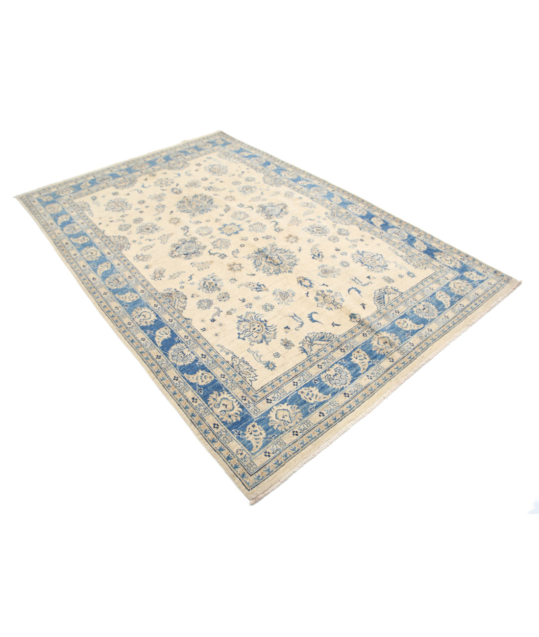 Serenity 5'6'' X 8'1'' Hand-Knotted Wool Rug 5'6'' x 8'1'' (165 X 243) / Ivory / Blue