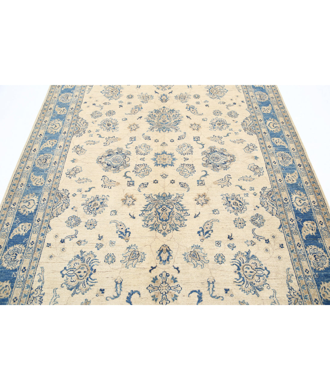 Serenity 5'6'' X 8'1'' Hand-Knotted Wool Rug 5'6'' x 8'1'' (165 X 243) / Ivory / Blue