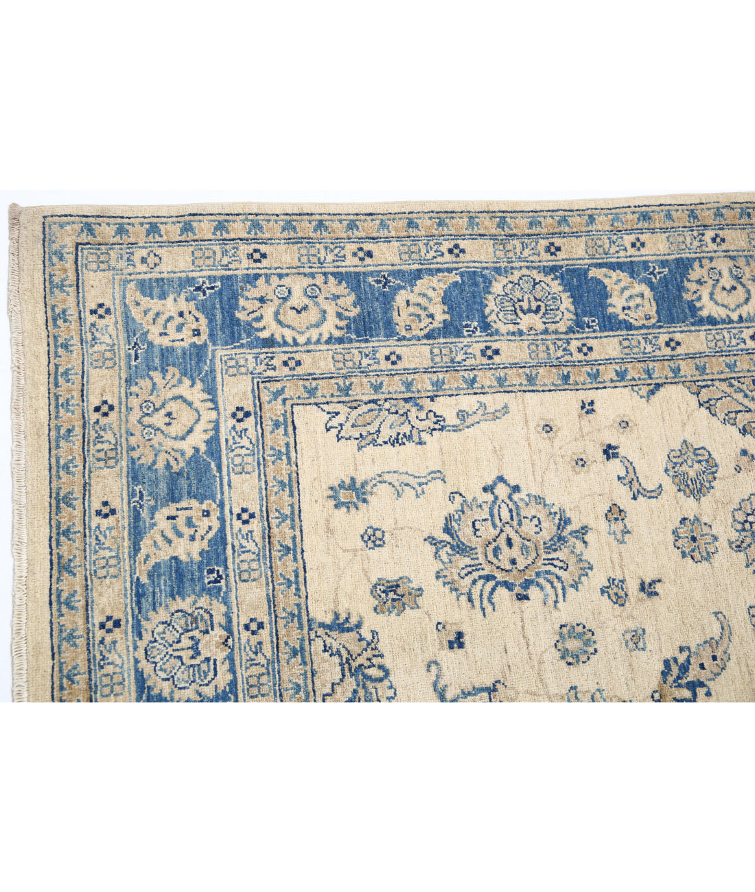 Serenity 5'6'' X 8'1'' Hand-Knotted Wool Rug 5'6'' x 8'1'' (165 X 243) / Ivory / Blue