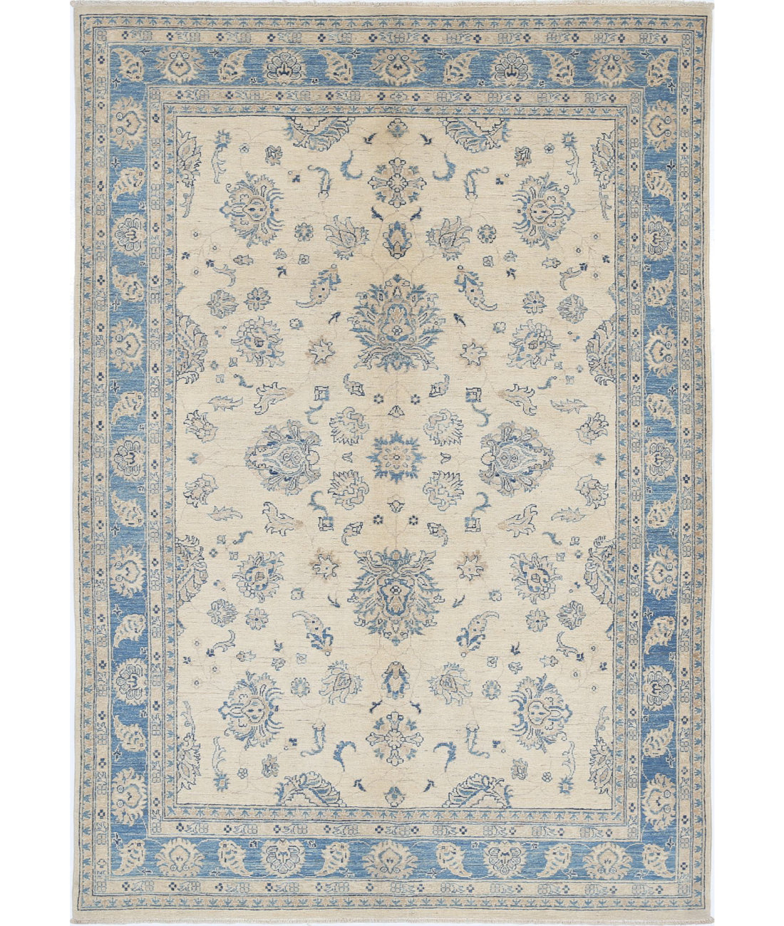 Serenity 5'6'' X 8'1'' Hand-Knotted Wool Rug 5'6'' x 8'1'' (165 X 243) / Ivory / Blue