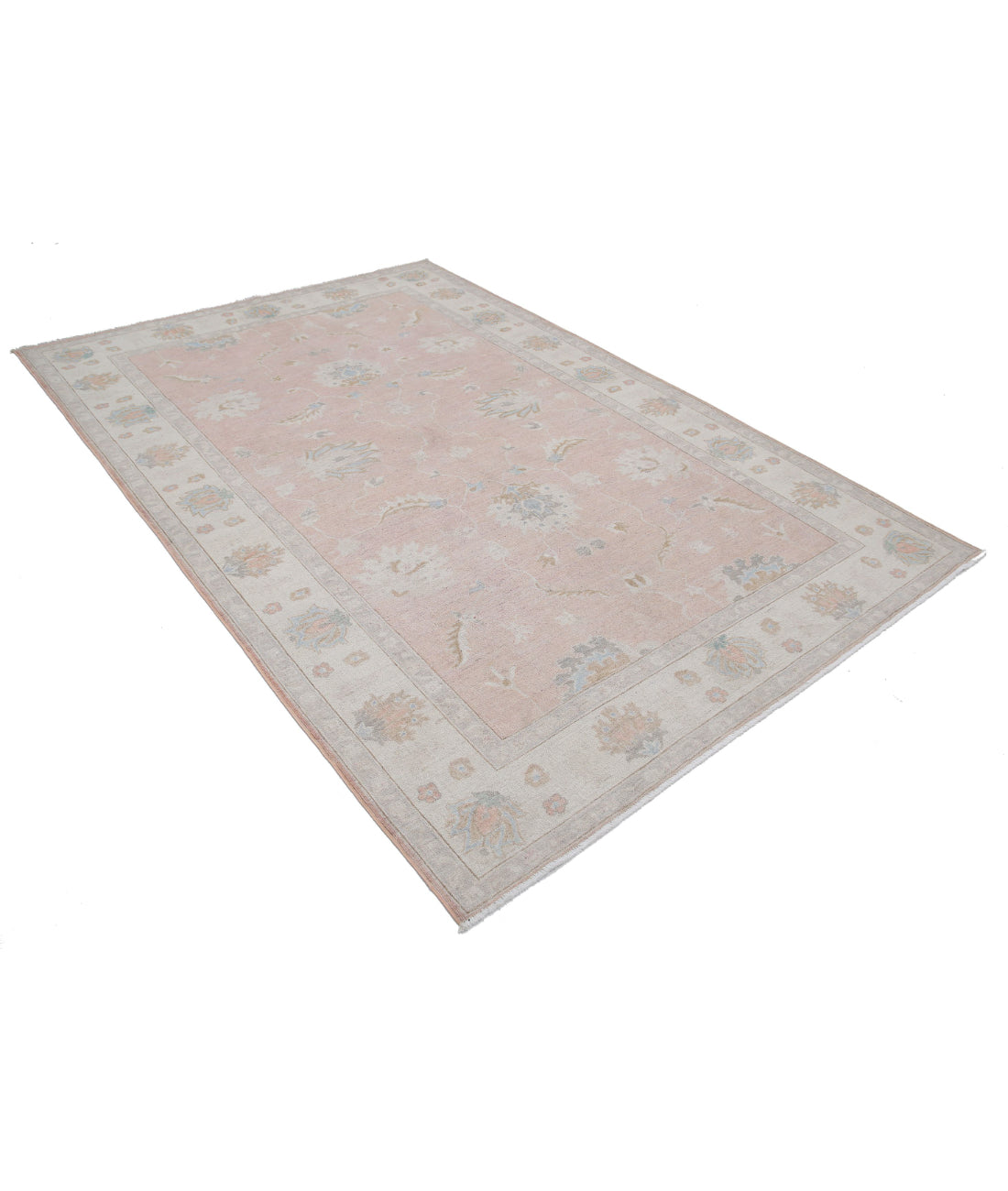 Serenity 5'11'' X 8'11'' Hand-Knotted Wool Rug 5'11'' x 8'11'' (178 X 268) / Peach / Ivory