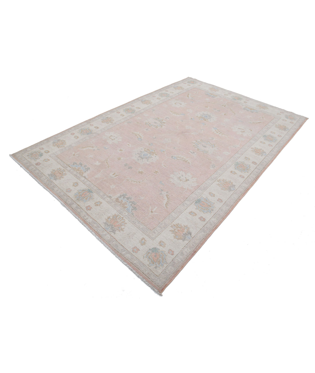 Serenity 5'11'' X 8'11'' Hand-Knotted Wool Rug 5'11'' x 8'11'' (178 X 268) / Peach / Ivory