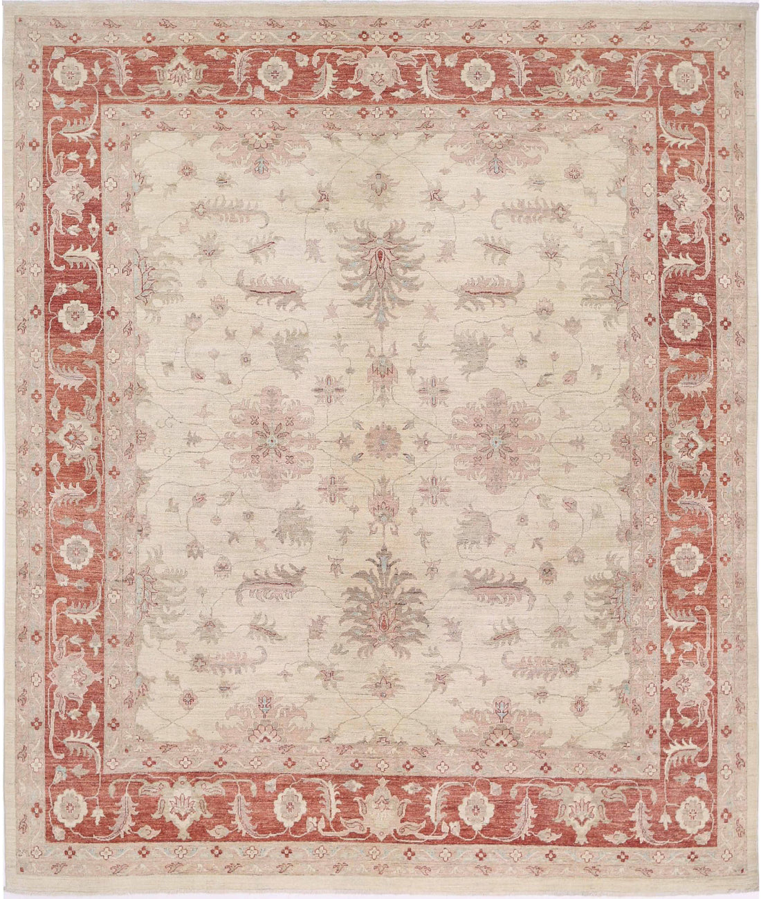 Serenity 9'11'' X 11'6'' Hand-Knotted Wool Rug 9'11'' x 11'6'' (298 X 345) / Ivory / Red