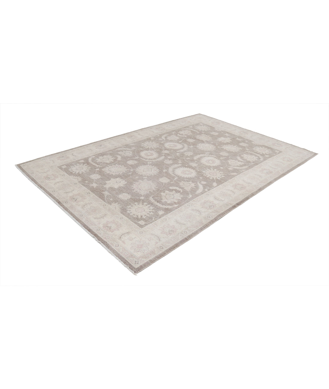 Serenity 6'3'' X 9'3'' Hand-Knotted Wool Rug 6'3'' x 9'3'' (188 X 278) / Brown / Ivory