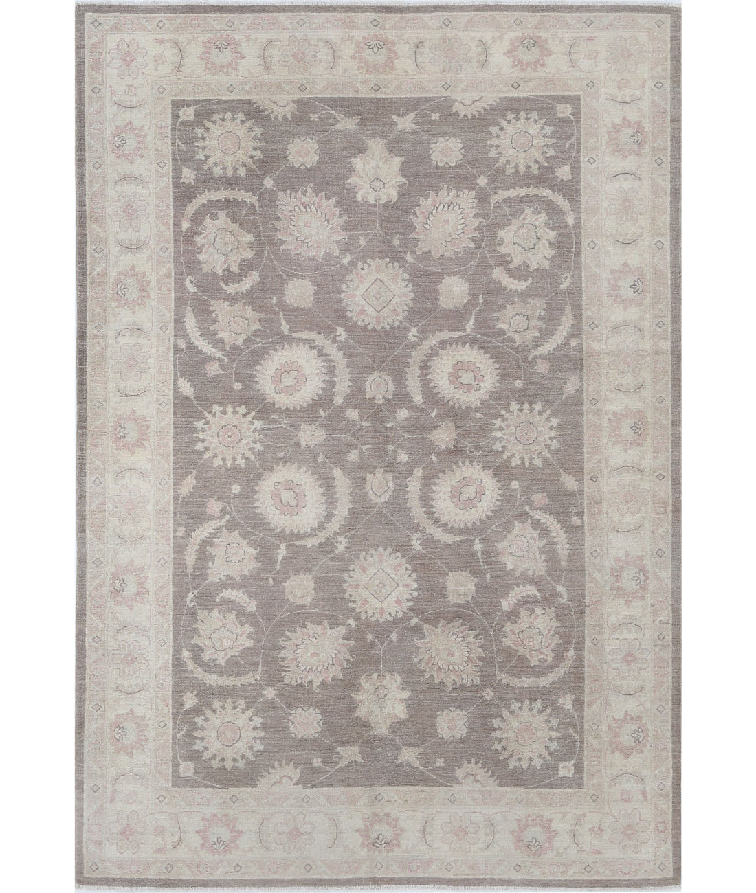 Serenity 6'3'' X 9'3'' Hand-Knotted Wool Rug 6'3'' x 9'3'' (188 X 278) / Brown / Ivory