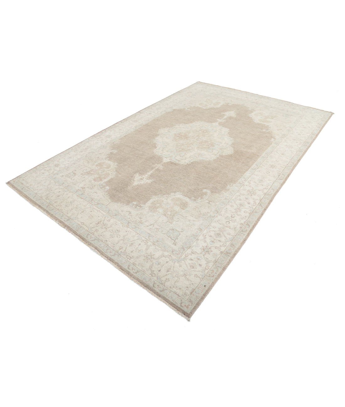 Serenity 6'7'' X 10'4'' Hand-Knotted Wool Rug 6'7'' x 10'4'' (198 X 310) / Brown / Ivory