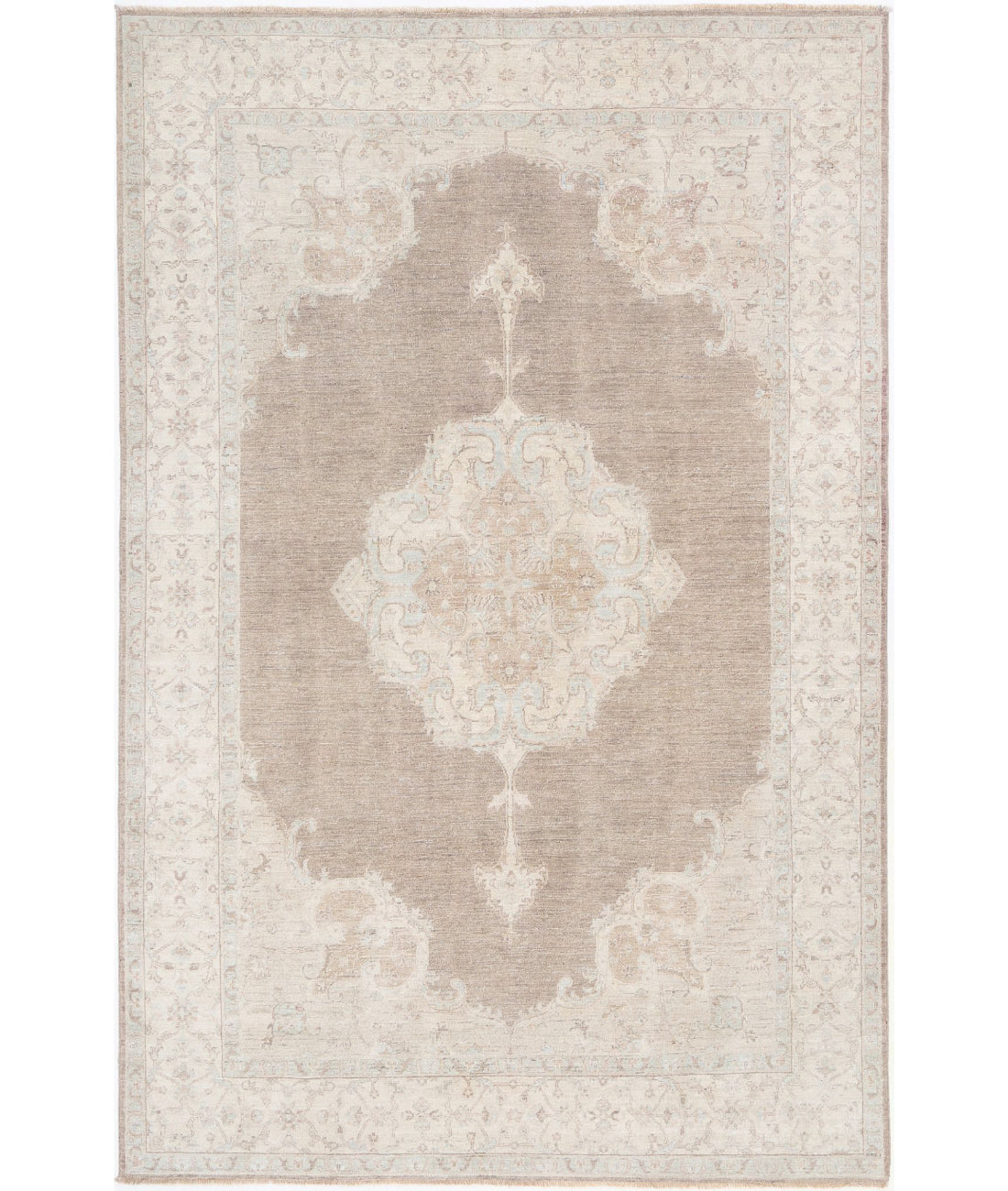 Serenity 6'7'' X 10'4'' Hand-Knotted Wool Rug 6'7'' x 10'4'' (198 X 310) / Brown / Ivory