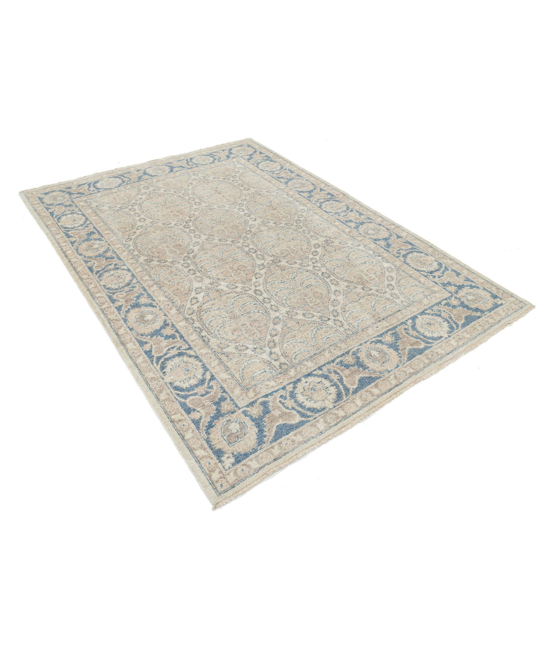 Serenity 5'6'' X 7'9'' Hand-Knotted Wool Rug 5'6'' x 7'9'' (165 X 233) / Ivory / Blue