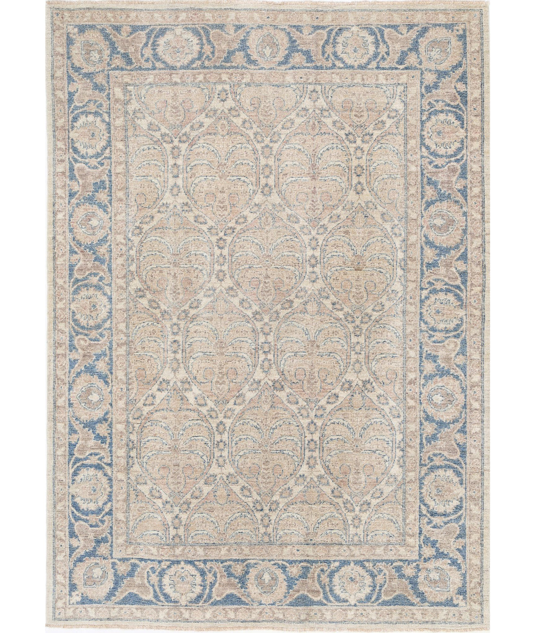 Serenity 5'6'' X 7'9'' Hand-Knotted Wool Rug 5'6'' x 7'9'' (165 X 233) / Ivory / Blue