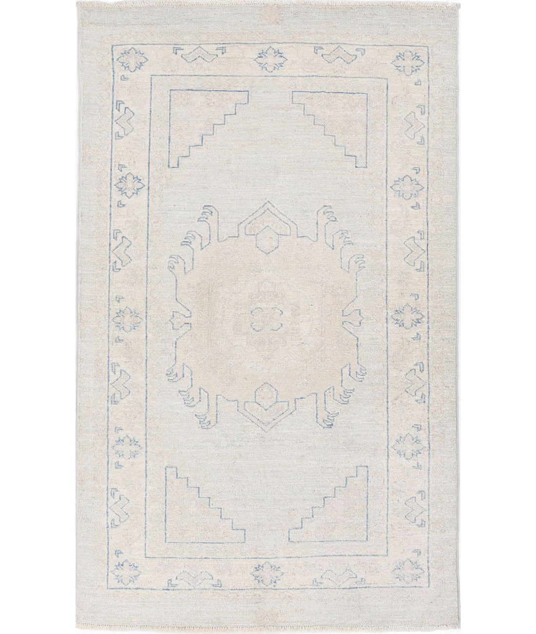 Serenity 2'11'' X 4'9'' Hand-Knotted Wool Rug 2'11'' x 4'9'' (88 X 143) / Blue / Ivory