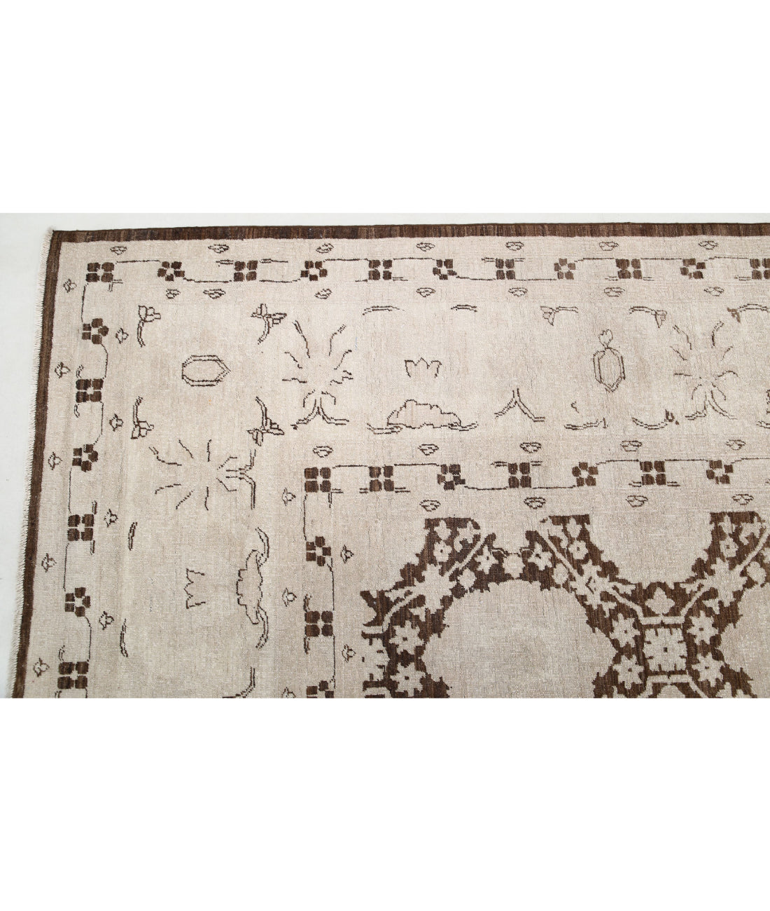 Serenity 11'8'' X 14'5'' Hand-Knotted Wool Rug 11'8'' x 14'5'' (350 X 433) / Brown / Ivory