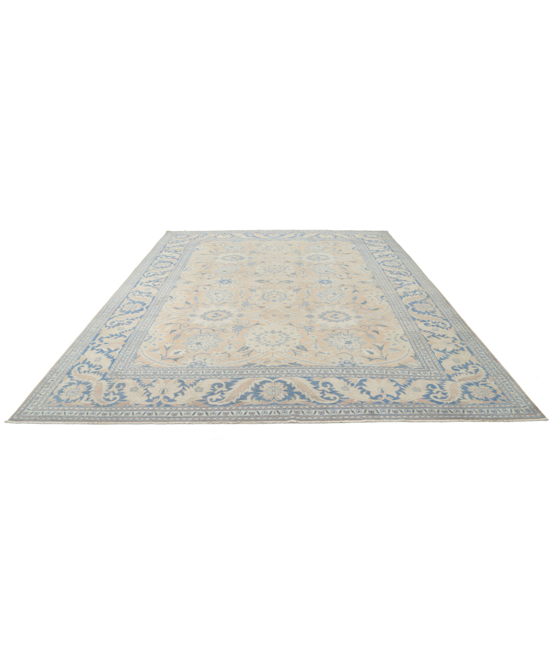 Serenity 9'9'' X 12'6'' Hand-Knotted Wool Rug 9'9'' x 12'6'' (293 X 375) / Peach / Blue