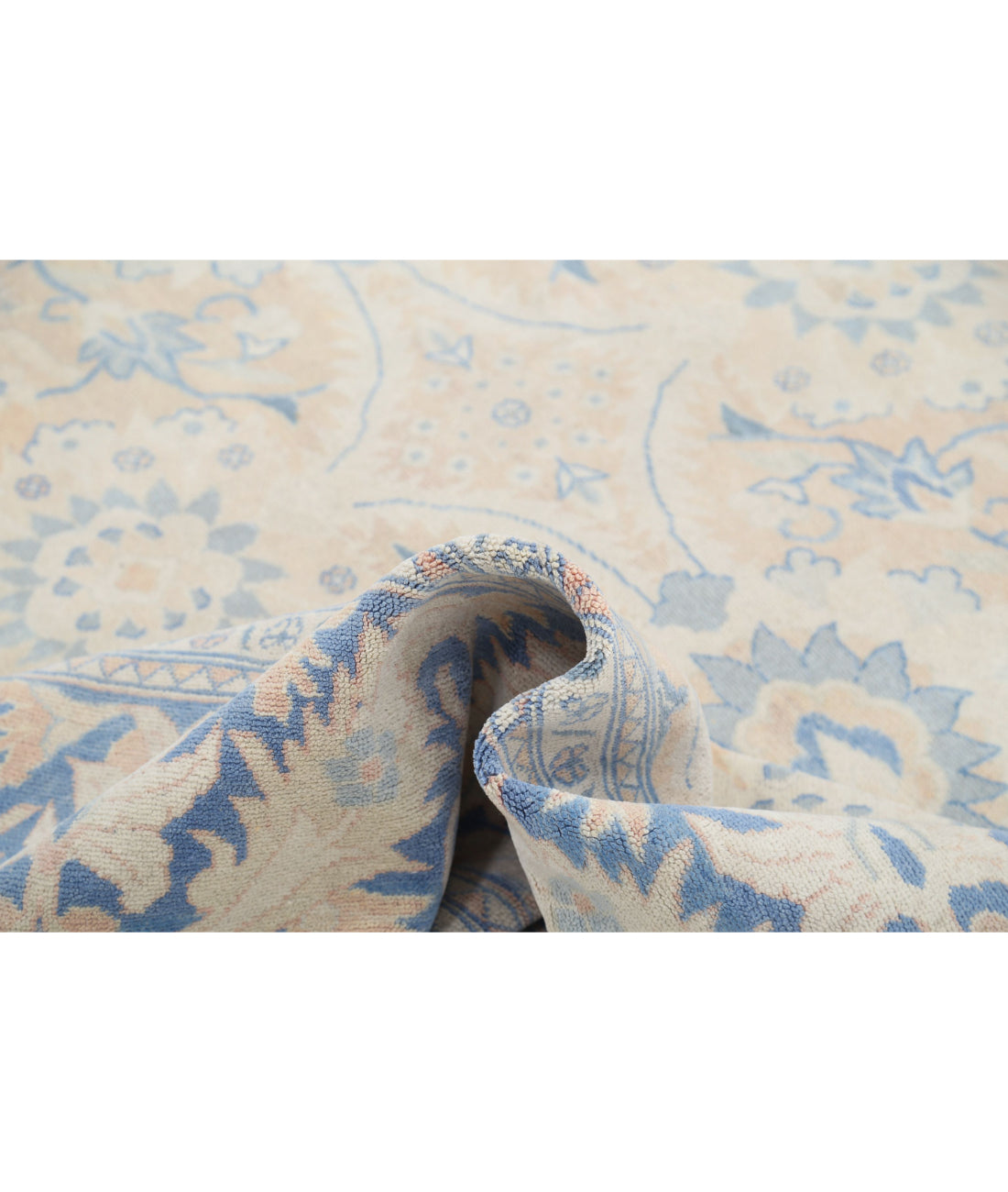 Serenity 9'9'' X 12'6'' Hand-Knotted Wool Rug 9'9'' x 12'6'' (293 X 375) / Peach / Blue