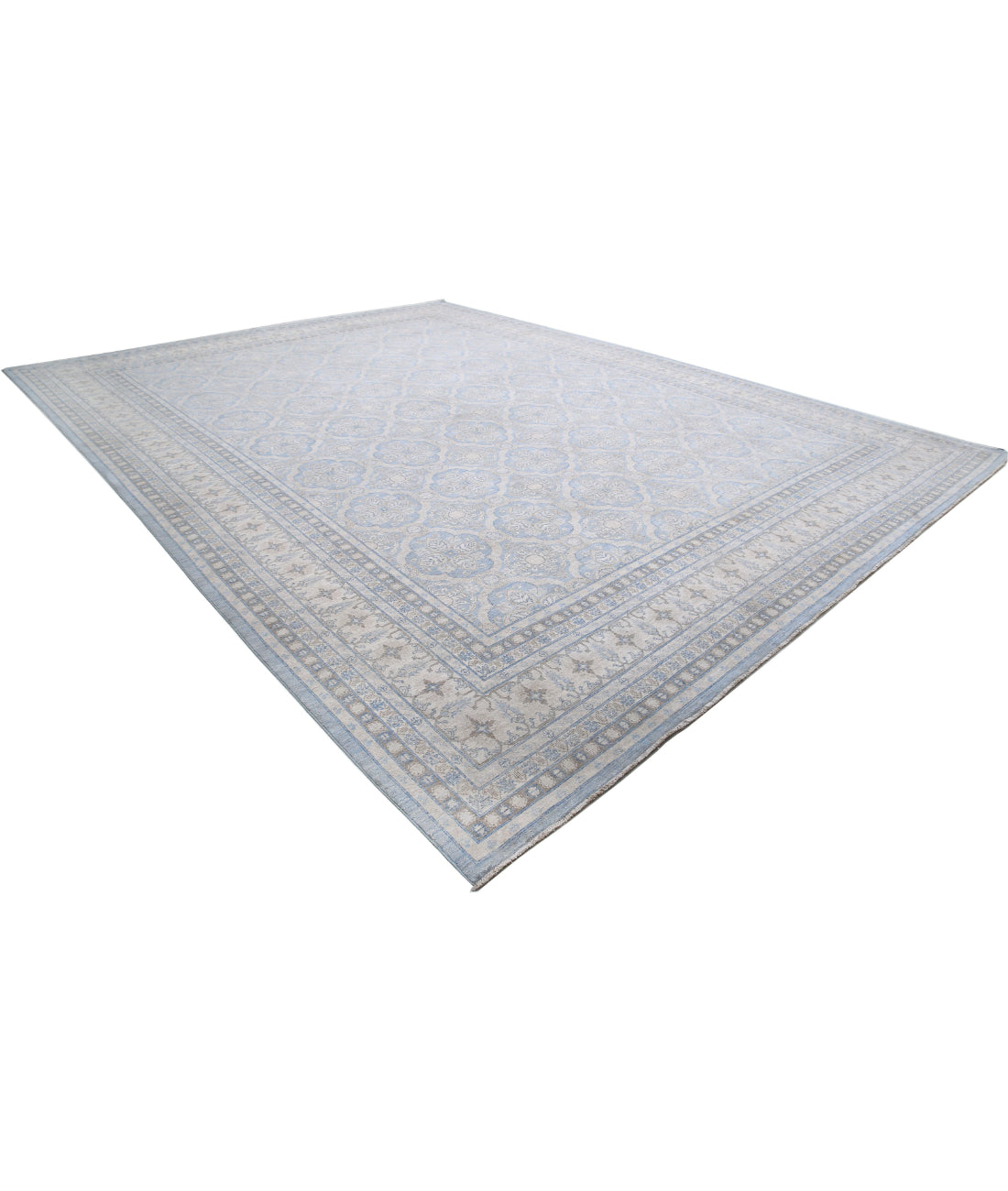 Serenity 14'1'' X 18'9'' Hand-Knotted Wool Rug 14'1'' x 18'9'' (423 X 563) / Blue / Ivory