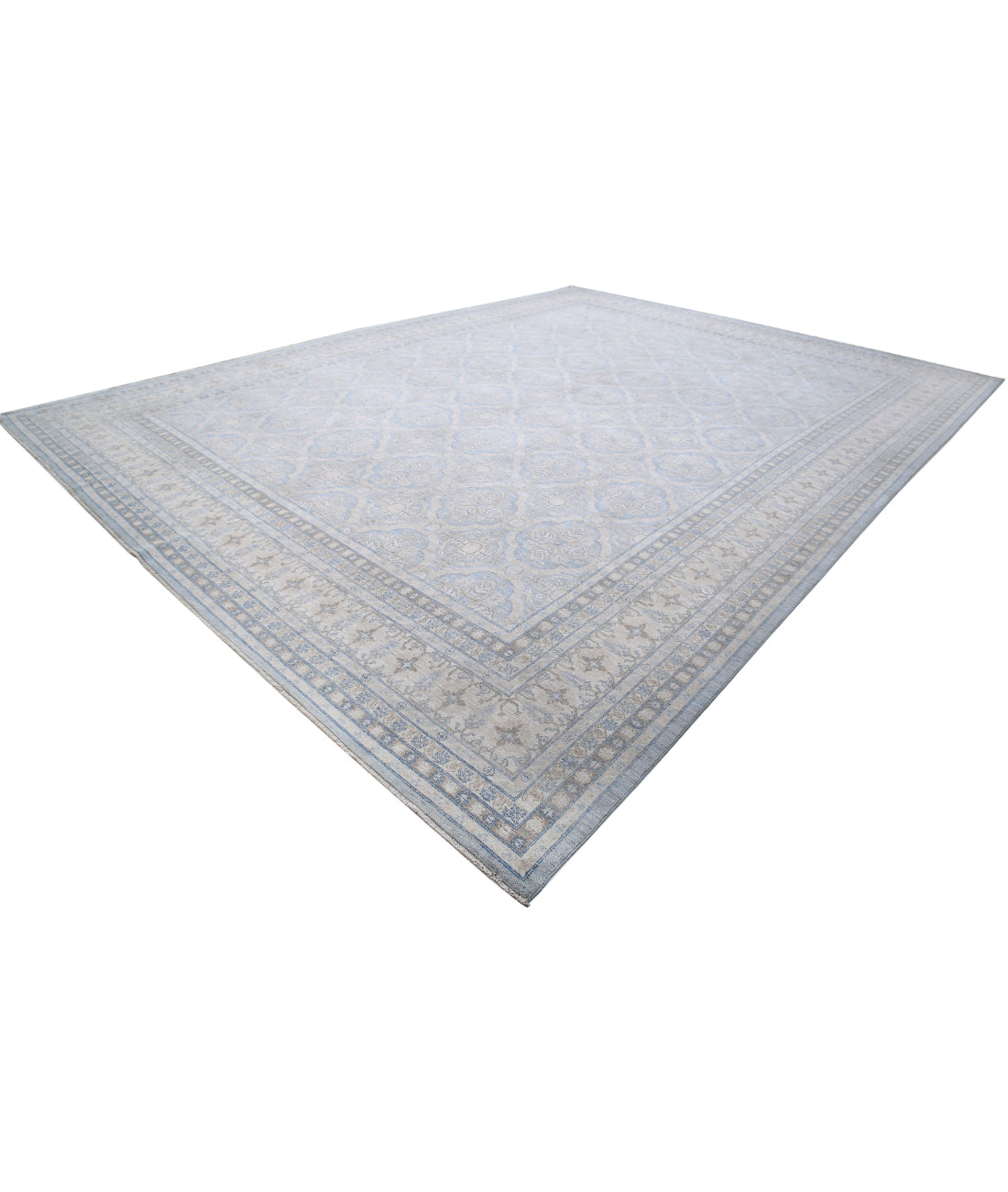 Serenity 14'1'' X 18'9'' Hand-Knotted Wool Rug 14'1'' x 18'9'' (423 X 563) / Blue / Ivory