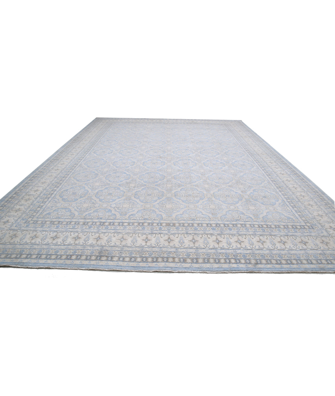 Serenity 14'1'' X 18'9'' Hand-Knotted Wool Rug 14'1'' x 18'9'' (423 X 563) / Blue / Ivory