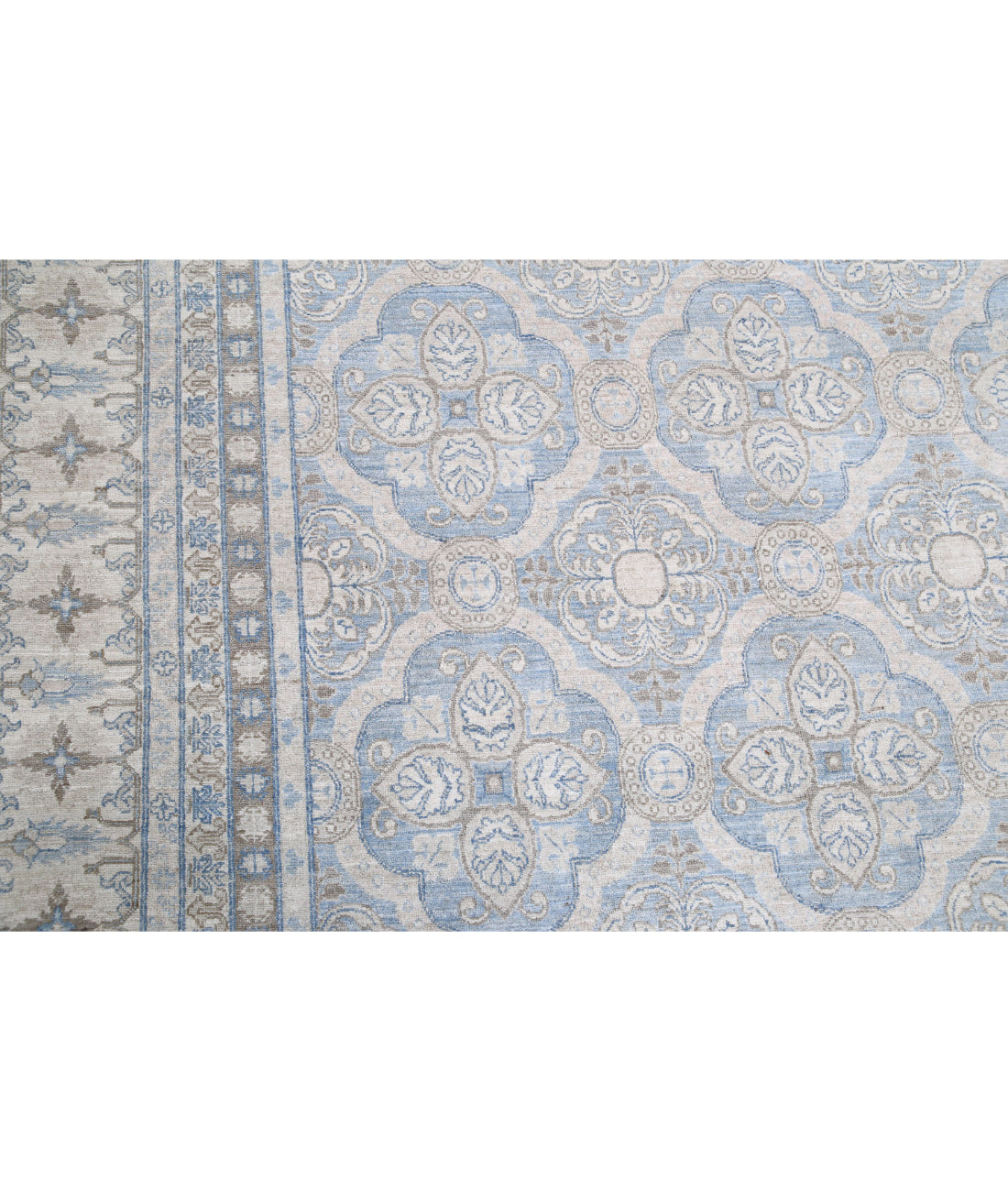 Serenity 14'1'' X 18'9'' Hand-Knotted Wool Rug 14'1'' x 18'9'' (423 X 563) / Blue / Ivory