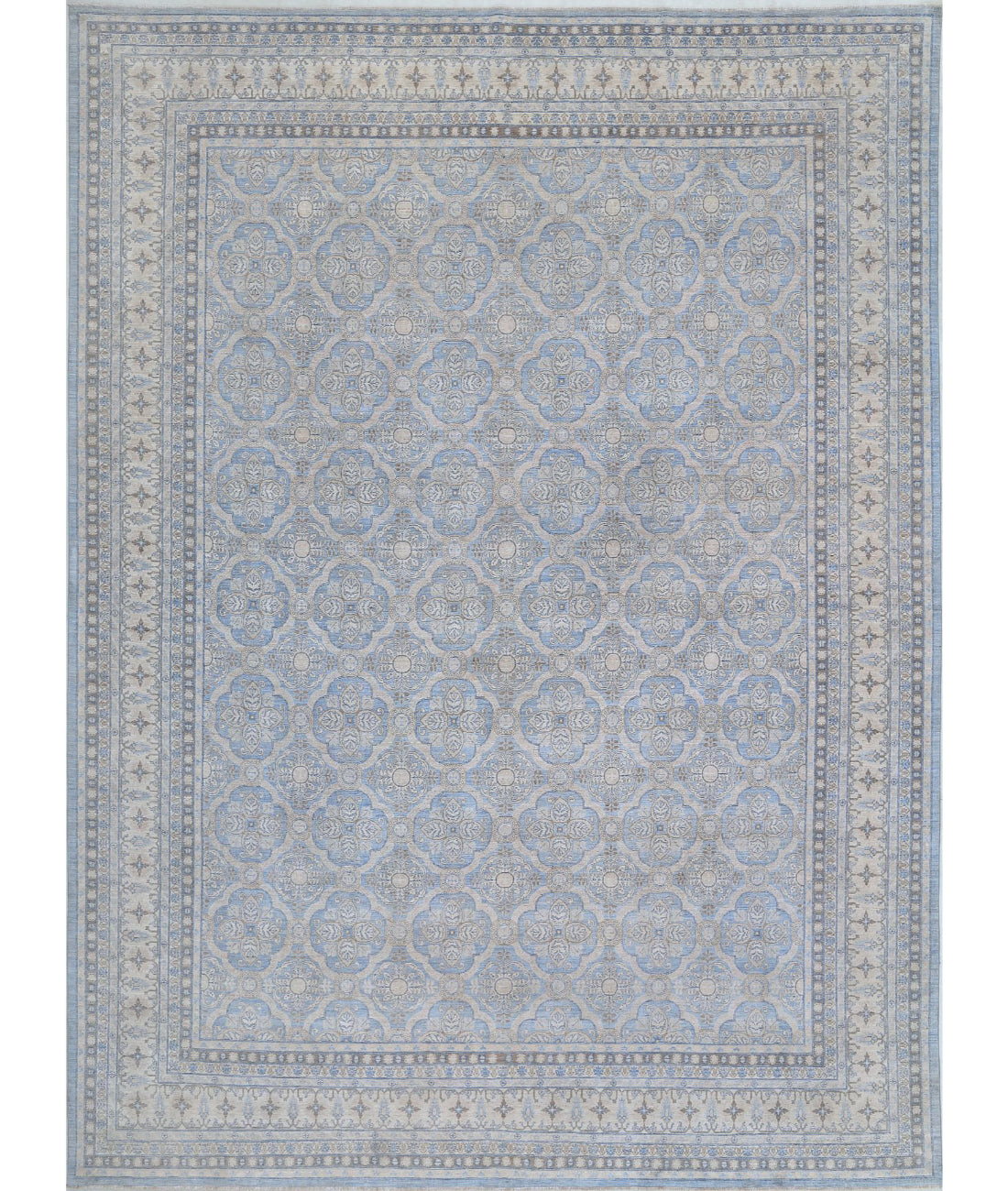 Serenity 14'1'' X 18'9'' Hand-Knotted Wool Rug 14'1'' x 18'9'' (423 X 563) / Blue / Ivory