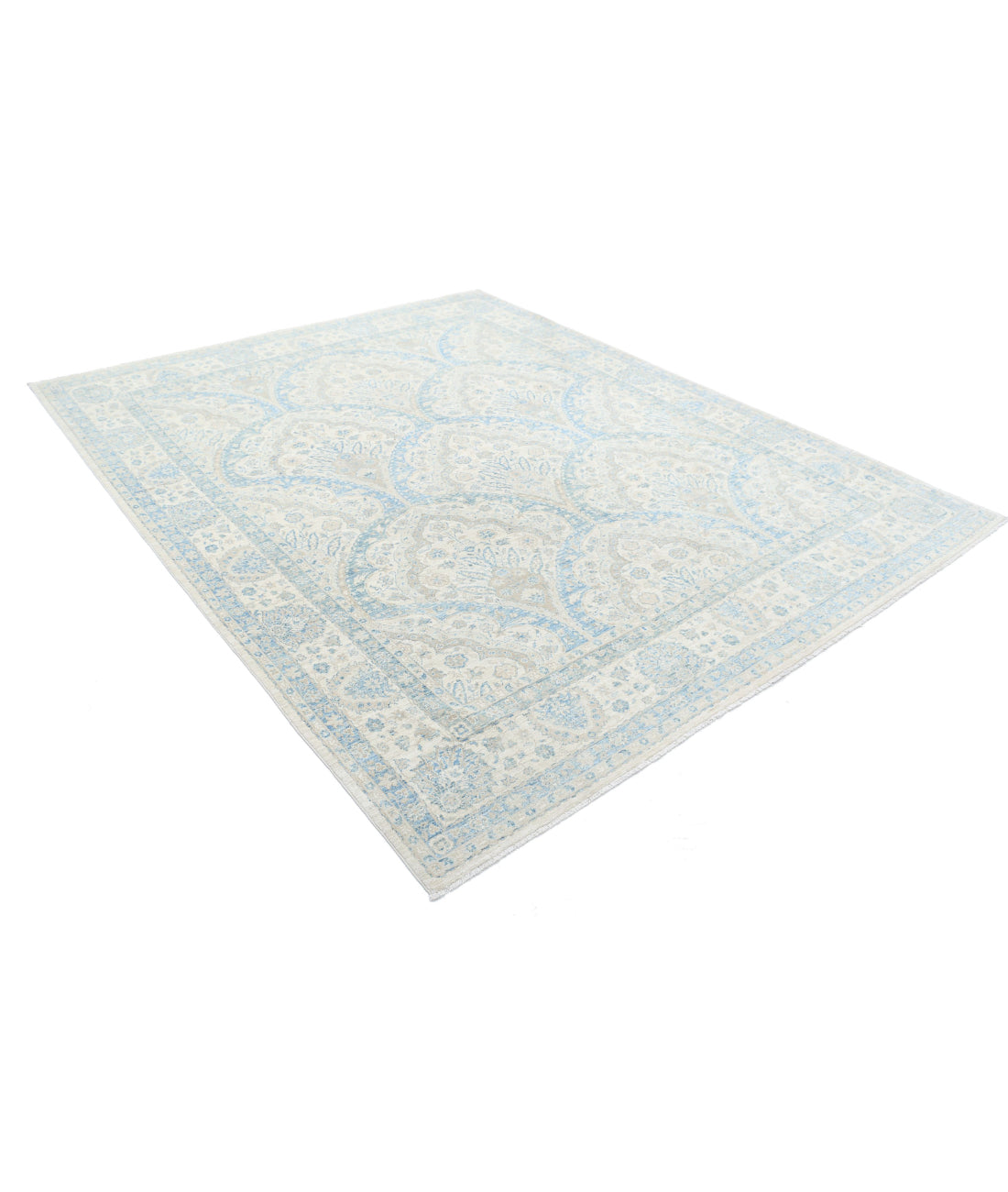 Serenity 7'9'' X 9'6'' Hand-Knotted Wool Rug 7'9'' x 9'6'' (233 X 285) / Ivory / Blue