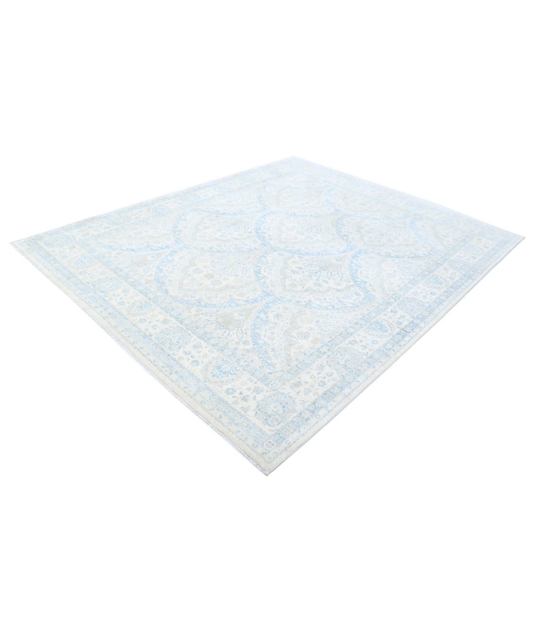 Serenity 7'9'' X 9'6'' Hand-Knotted Wool Rug 7'9'' x 9'6'' (233 X 285) / Ivory / Blue