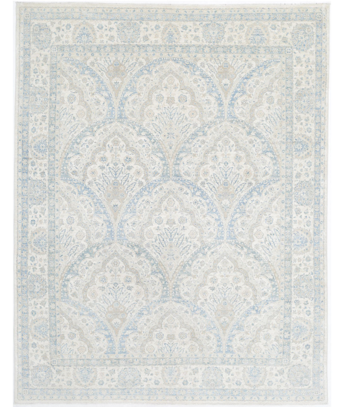 Serenity 7'9'' X 9'6'' Hand-Knotted Wool Rug 7'9'' x 9'6'' (233 X 285) / Ivory / Blue