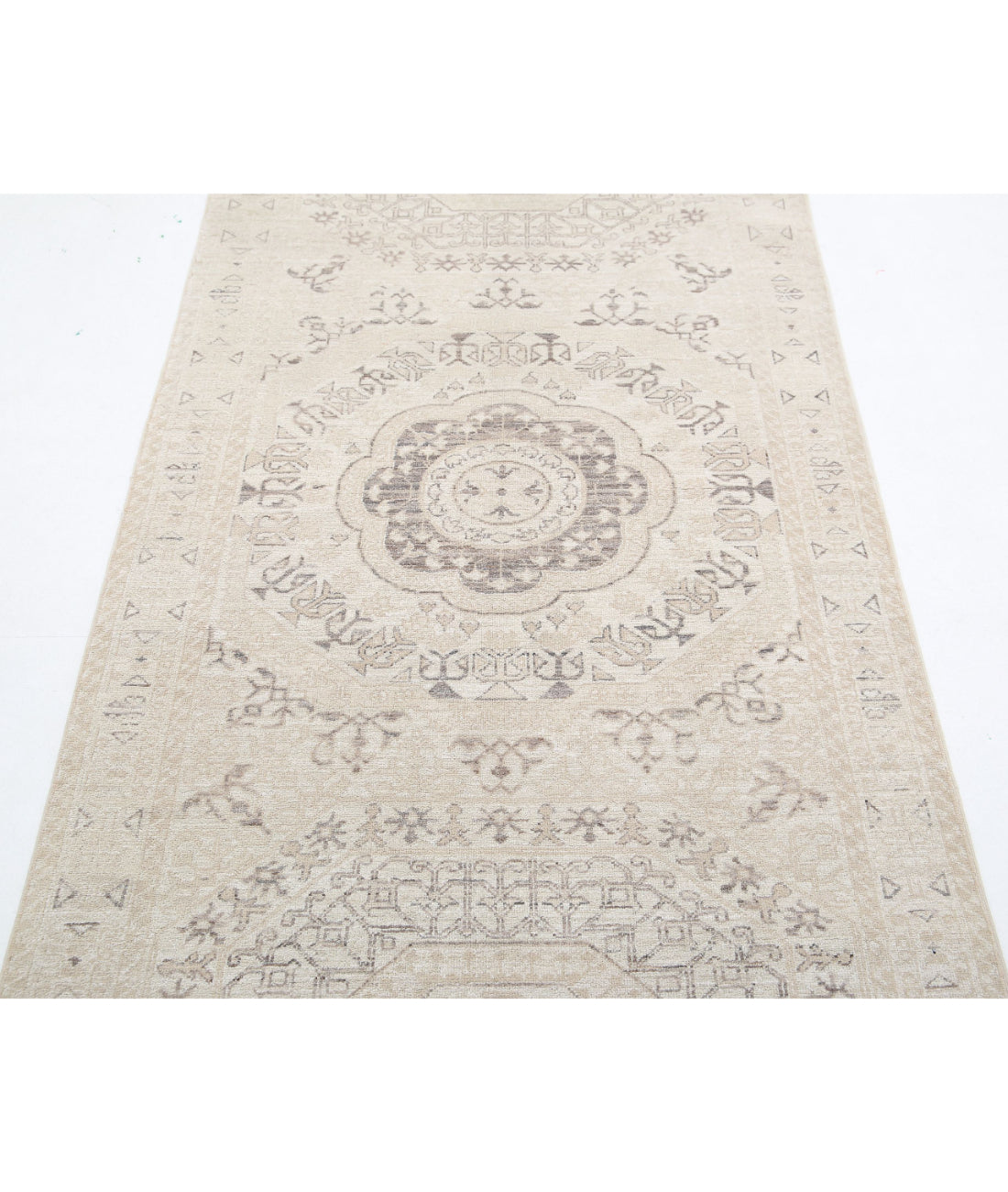 Mamluk 3'5'' X 9'5'' Hand-Knotted Wool Rug 3'5'' x 9'5'' (103 X 283) / Beige / Taupe