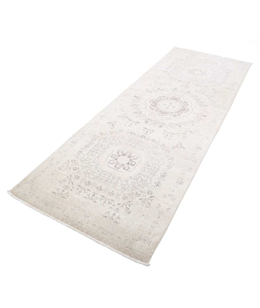 Mamluk 3'1'' X 9'6'' Hand-Knotted Wool Rug 3'1'' x 9'6'' (93 X 285) / Ivory / Taupe