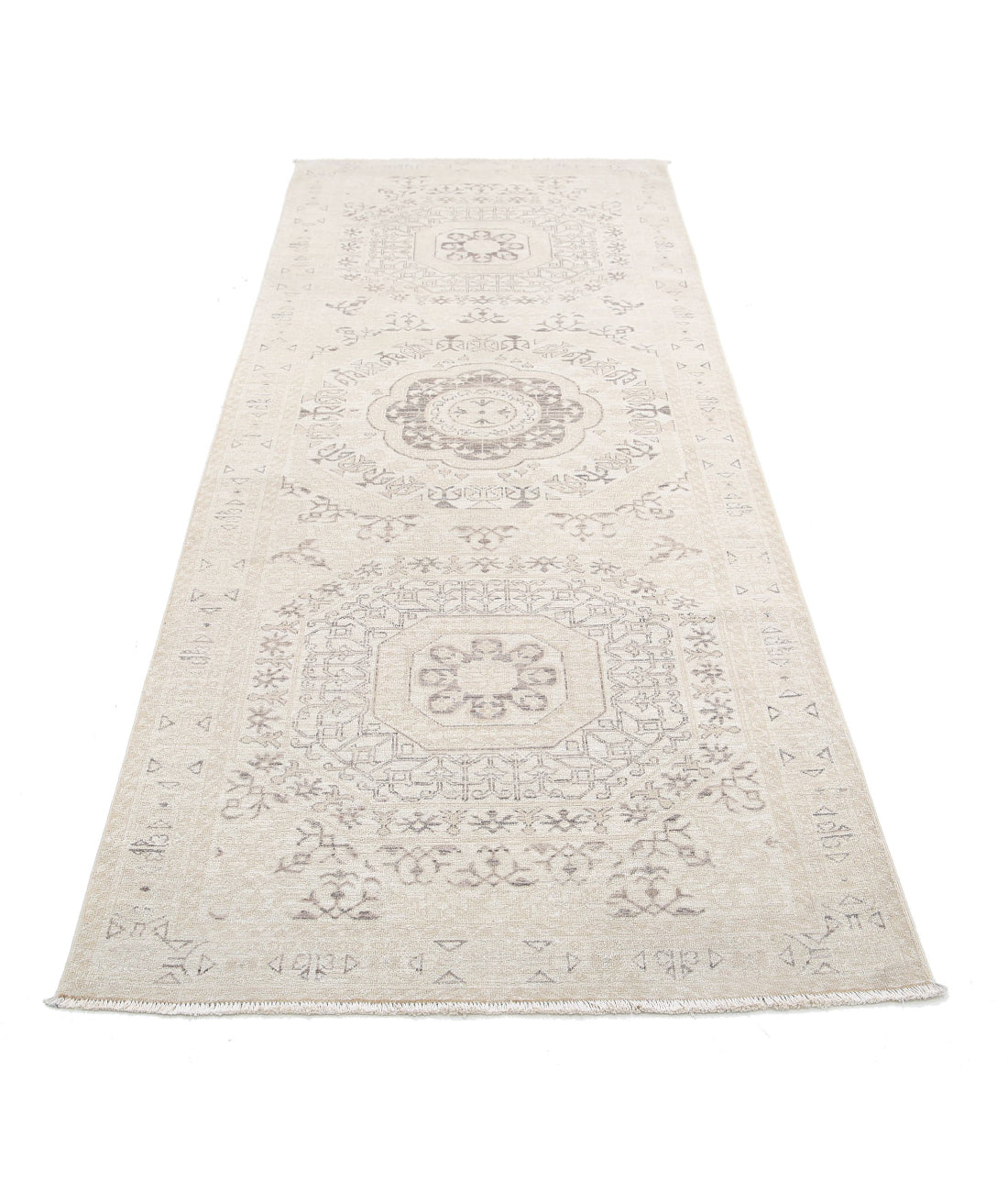 Mamluk 3'1'' X 9'6'' Hand-Knotted Wool Rug 3'1'' x 9'6'' (93 X 285) / Ivory / Taupe