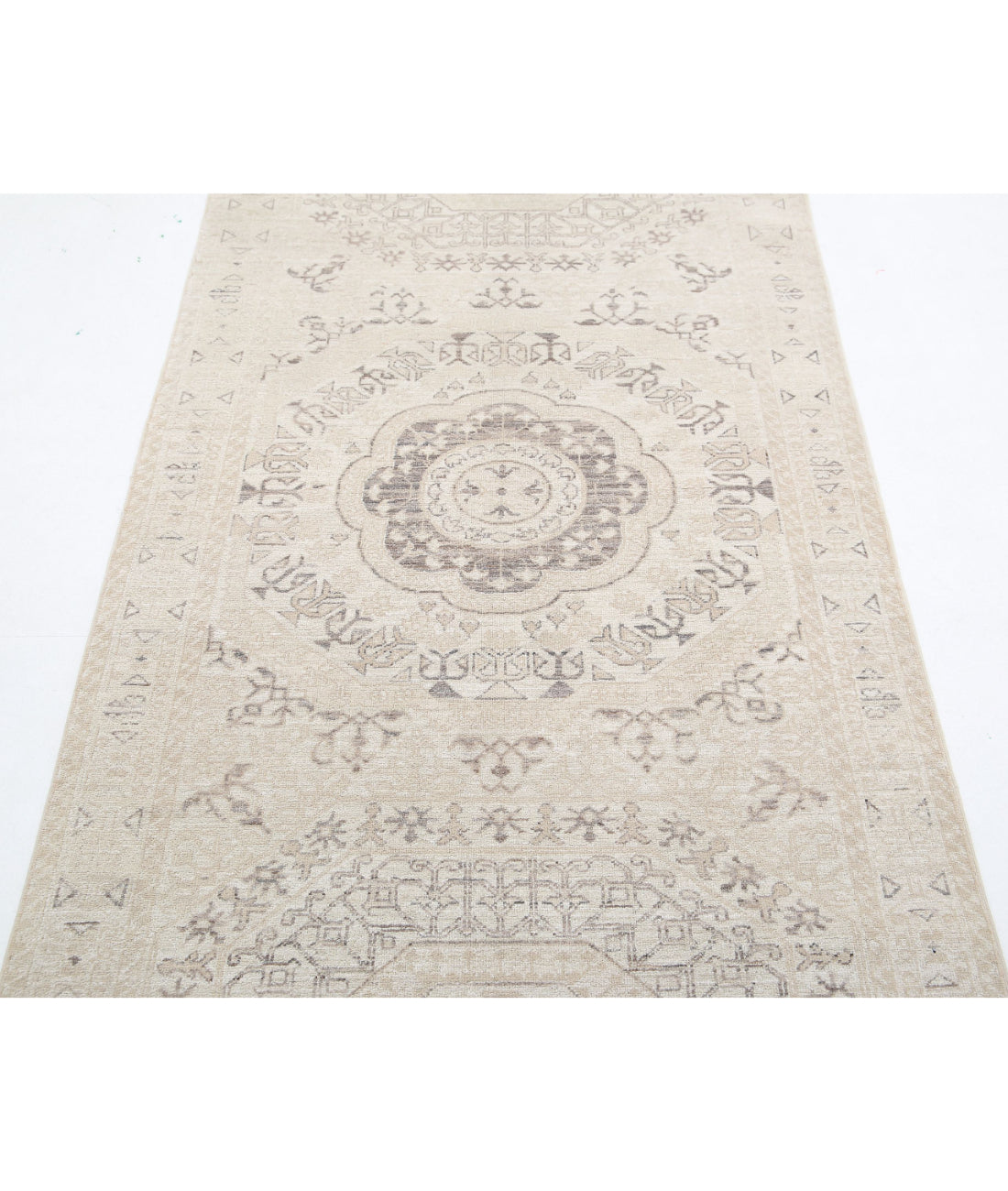 Mamluk 3'1'' X 9'6'' Hand-Knotted Wool Rug 3'1'' x 9'6'' (93 X 285) / Ivory / Taupe