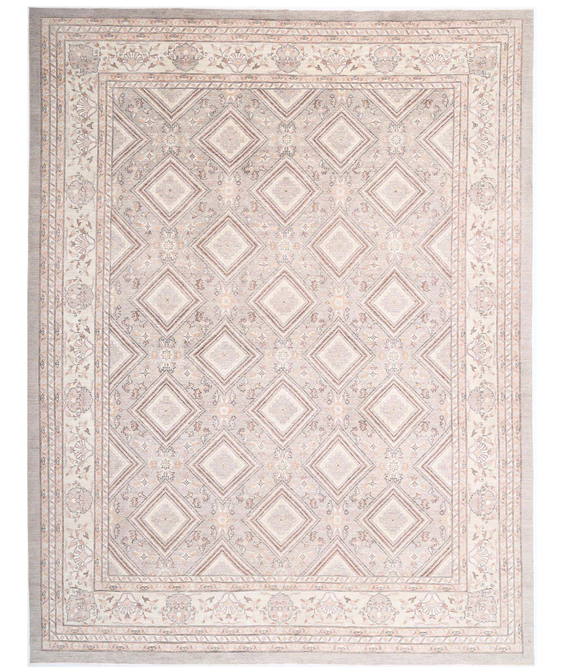 Serenity 13'4'' X 17'6'' Hand-Knotted Wool Rug 13'4'' x 17'6'' (400 X 525) / Grey / Ivory