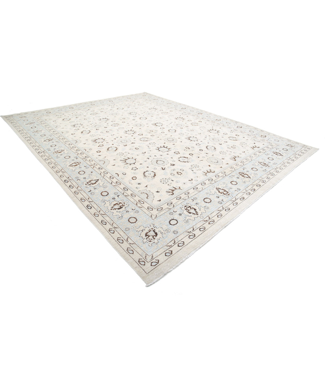 Serenity 11'8'' X 14'7'' Hand-Knotted Wool Rug 11'8'' x 14'7'' (350 X 438) / Ivory / Blue