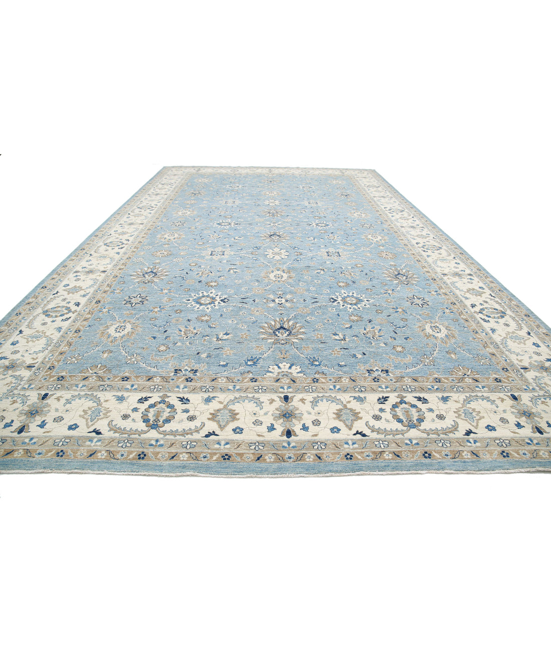 Serenity 13'2'' X 21'7'' Hand-Knotted Wool Rug 13'2'' x 21'7'' (395 X 648) / Blue / Ivory