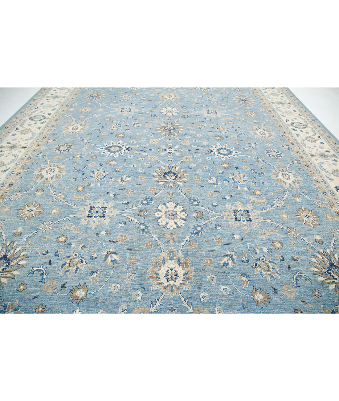 Serenity 13'2'' X 21'7'' Hand-Knotted Wool Rug 13'2'' x 21'7'' (395 X 648) / Blue / Ivory