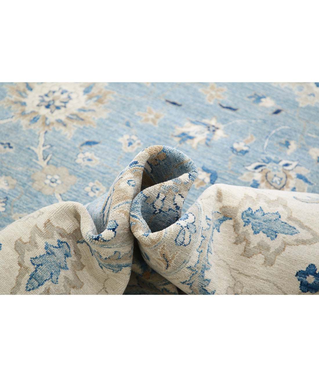 Serenity 13'2'' X 21'7'' Hand-Knotted Wool Rug 13'2'' x 21'7'' (395 X 648) / Blue / Ivory