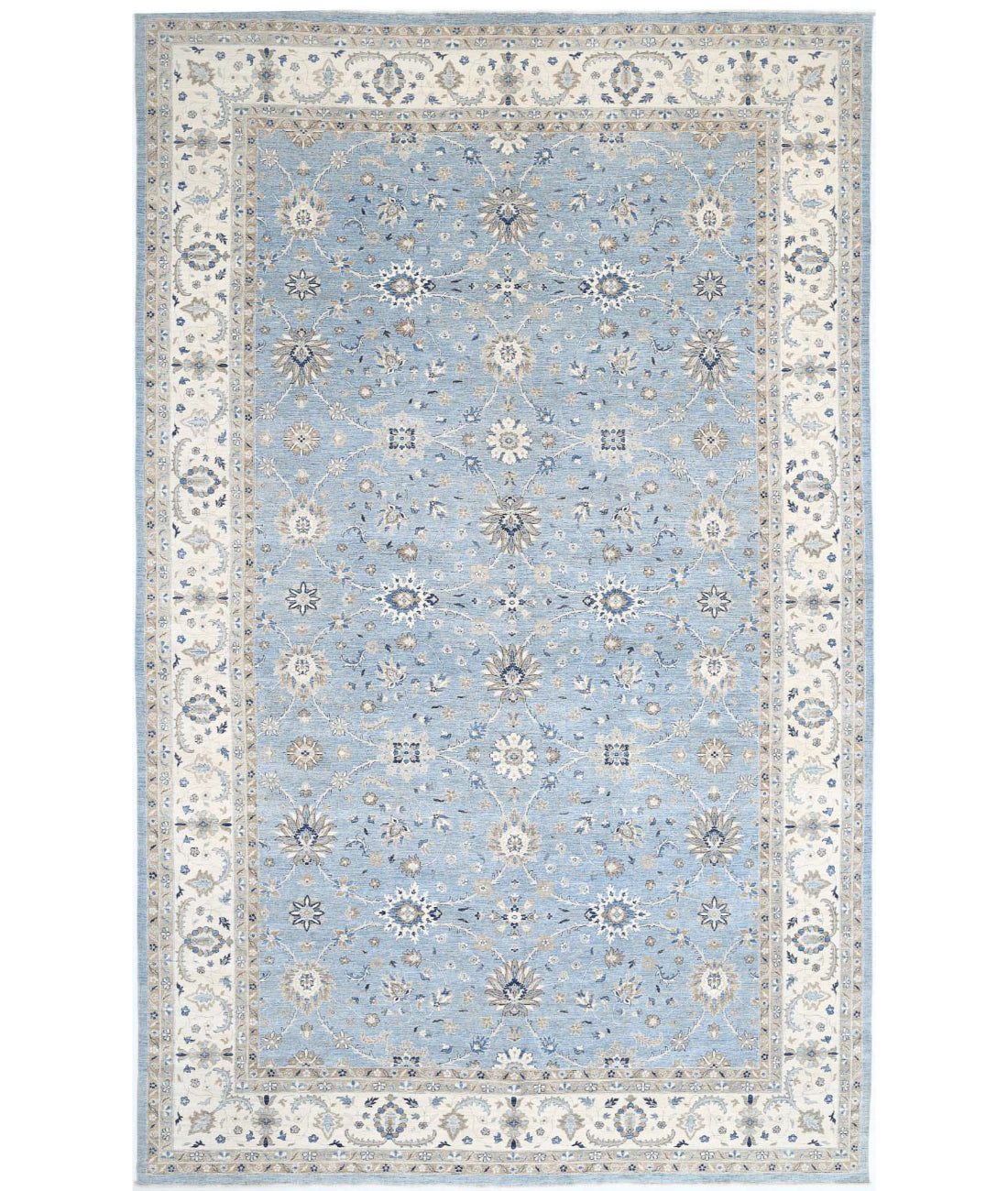 Serenity 13'2'' X 21'7'' Hand-Knotted Wool Rug 13'2'' x 21'7'' (395 X 648) / Blue / Ivory